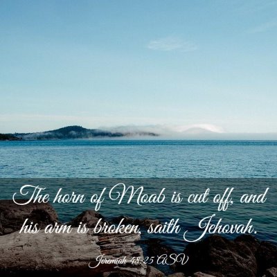 Picture 03 - Jeremiah 48:25 ASV - The horn of Moab is cut off, and his arm is - Bible Verse Picture