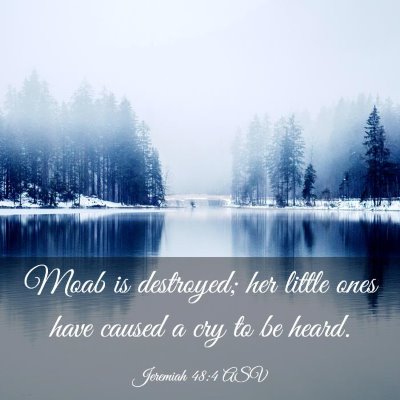 Picture 03 - Jeremiah 48:4 ASV - Moab is destroyed; her little ones have caused a - Bible Verse Picture