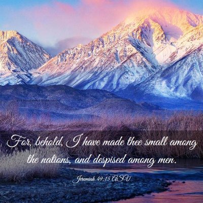 Picture 03 - Jeremiah 49:15 ASV - For, behold, I have made thee small among the - Bible Verse Picture