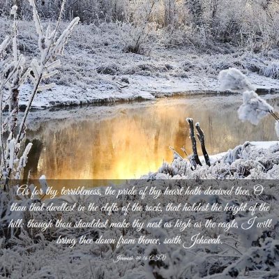 Picture 03 - Jeremiah 49:16 ASV - As for thy terribleness, the pride of thy heart - Bible Verse Picture