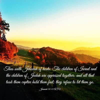 Picture 03 - Jeremiah 50:33 ASV - Thus saith Jehovah of hosts: The children of - Bible Verse Picture