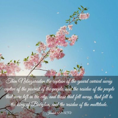 Picture 03 - Jeremiah 52:15 ASV - Then Nebuzaradan the captain of the guard carried - Bible Verse Picture