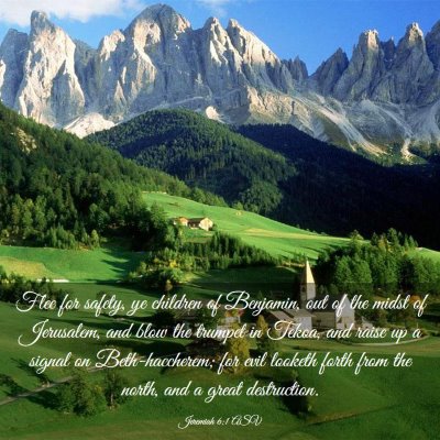 Picture 03 - Jeremiah 6:1 ASV - Flee for safety, ye children of Benjamin, out of - Bible Verse Picture
