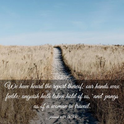 Picture 03 - Jeremiah 6:24 ASV - We have heard the report thereof; our hands wax - Bible Verse Picture
