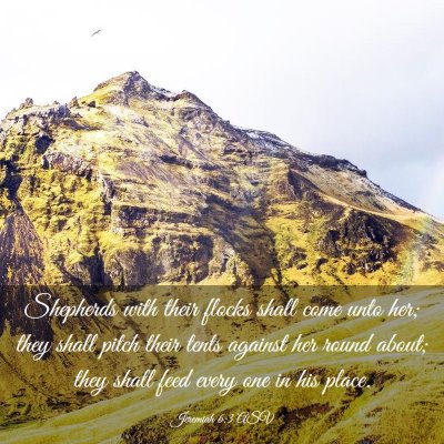 Picture 03 - Jeremiah 6:3 ASV - Shepherds with their flocks shall come unto her; - Bible Verse Picture