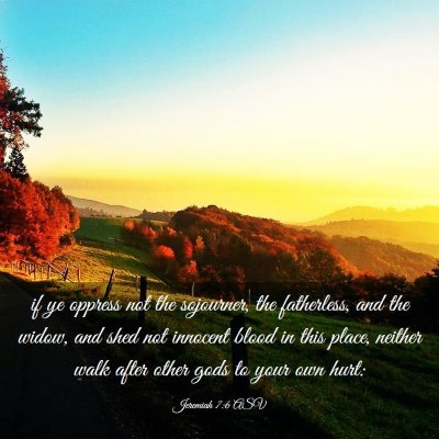 Picture 03 - Jeremiah 7:6 ASV - if ye oppress not the sojourner, the fatherless, - Bible Verse Picture