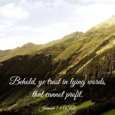 Picture 03 - Jeremiah 7:8 ASV - Behold, ye trust in lying words, that cannot - Bible Verse Picture