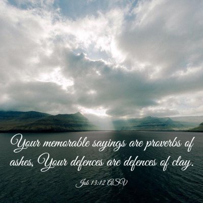 Picture 03 - Job 13:12 ASV - Your memorable sayings are proverbs of ashes, - Bible Verse Picture
