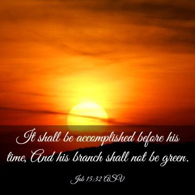 Picture 03 - Job 15:32 ASV - It shall be accomplished before his time, And his - Bible Verse Picture