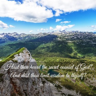 Picture 03 - Job 15:8 ASV - Hast thou heard the secret counsel of God? And - Bible Verse Picture