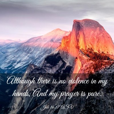 Picture 03 - Job 16:17 ASV - Although there is no violence in my hands, And my - Bible Verse Picture