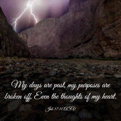 Picture 03 - Job 17:11 ASV - My days are past, my purposes are broken off, - Bible Verse Picture