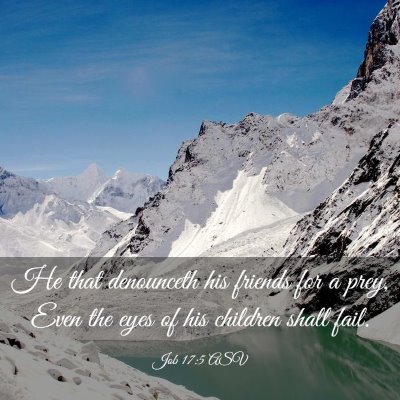 Picture 03 - Job 17:5 ASV - He that denounceth his friends for a prey, Even - Bible Verse Picture