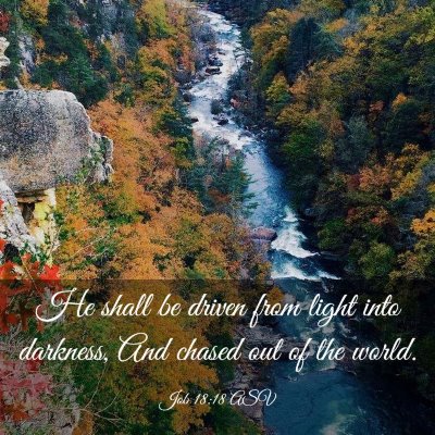 Picture 03 - Job 18:18 ASV - He shall be driven from light into darkness, And - Bible Verse Picture