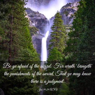 Picture 03 - Job 19:29 ASV - Be ye afraid of the sword: For wrath `bringeth' - Bible Verse Picture