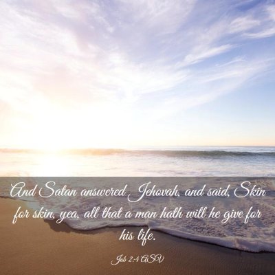 Picture 03 - Job 2:4 ASV - And Satan answered Jehovah, and said, Skin for - Bible Verse Picture
