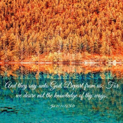 Picture 03 - Job 21:14 ASV - And they say unto God, Depart from us; For we - Bible Verse Picture