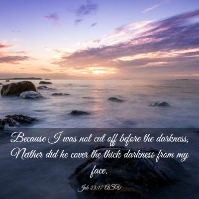 Picture 03 - Job 23:17 ASV - Because I was not cut off before the darkness, - Bible Verse Picture