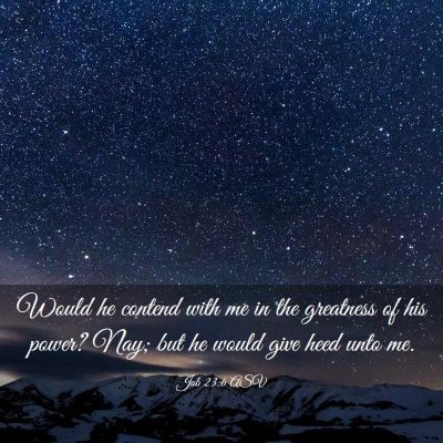 Picture 03 - Job 23:6 ASV - Would he contend with me in the greatness of his - Bible Verse Picture