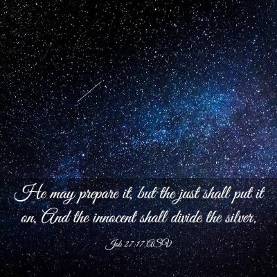 Picture 03 - Job 27:17 ASV - He may prepare it, but the just shall put it on, - Bible Verse Picture