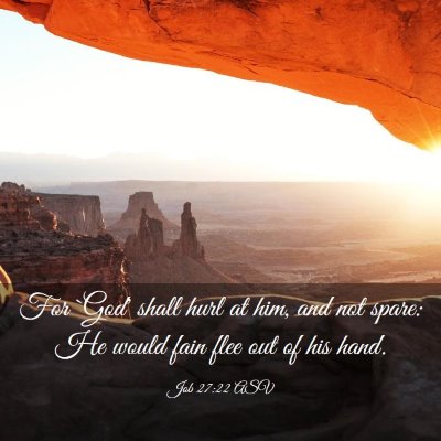 Picture 03 - Job 27:22 ASV - For `God' shall hurl at him, and not spare: He - Bible Verse Picture