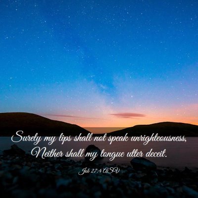 Picture 03 - Job 27:4 ASV - Surely my lips shall not speak unrighteousness, - Bible Verse Picture