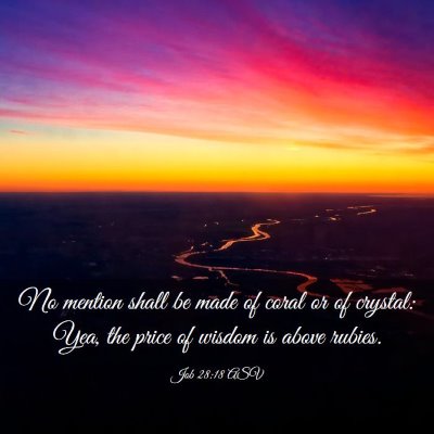 Picture 03 - Job 28:18 ASV - No mention shall be made of coral or of crystal: - Bible Verse Picture
