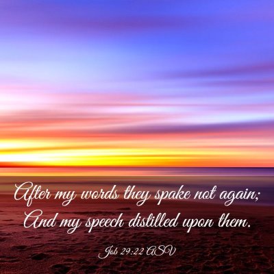 Picture 03 - Job 29:22 ASV - After my words they spake not again; And my - Bible Verse Picture