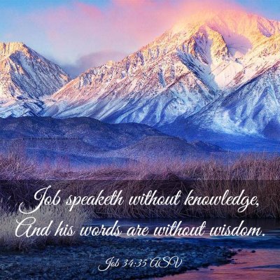 Picture 03 - Job 34:35 ASV - Job speaketh without knowledge, And his words are - Bible Verse Picture