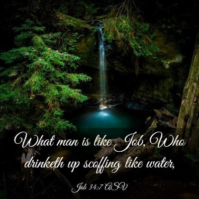 Picture 03 - Job 34:7 ASV - What man is like Job, Who drinketh up scoffing - Bible Verse Picture