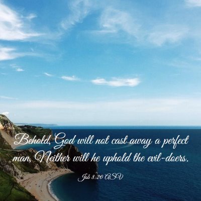 Picture 03 - Job 8:20 ASV - Behold, God will not cast away a perfect man, - Bible Verse Picture