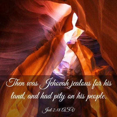 Picture 03 - Joel 2:18 ASV - Then was Jehovah jealous for his land, and had - Bible Verse Picture