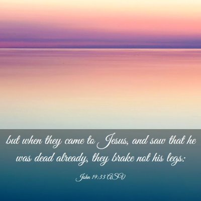 Picture 03 - John 19:33 ASV - but when they came to Jesus, and saw that he was - Bible Verse Picture