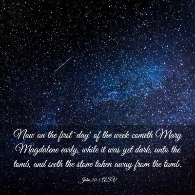 Picture 03 - John 20:1 ASV - Now on the first `day' of the week cometh Mary - Bible Verse Picture