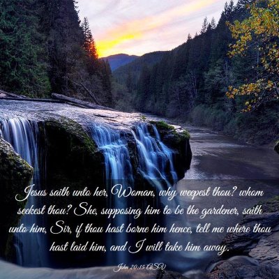 Picture 03 - John 20:15 ASV - Jesus saith unto her, Woman, why weepest thou? - Bible Verse Picture