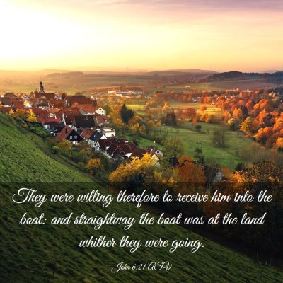 Picture 03 - John 6:21 ASV - They were willing therefore to receive him into - Bible Verse Picture