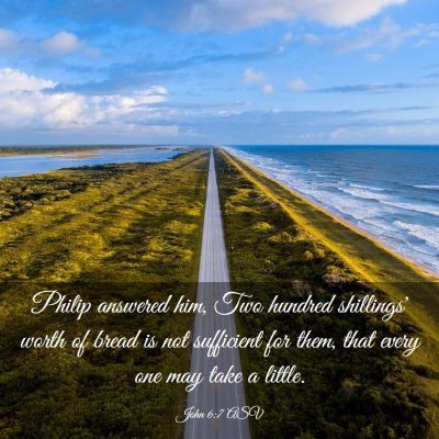 Picture 03 - John 6:7 ASV - Philip answered him, Two hundred shillings' worth - Bible Verse Picture