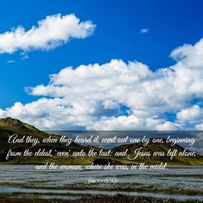 Picture 03 - John 8:9 ASV - And they, when they heard it, went out one by - Bible Verse Picture