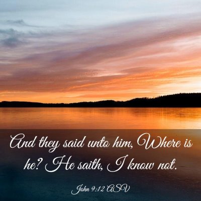 Picture 03 - John 9:12 ASV - And they said unto him, Where is he? He saith, I - Bible Verse Picture