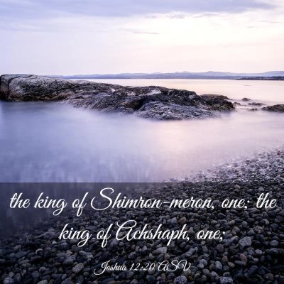 Picture 03 - Joshua 12:20 ASV - the king of Shimron-meron, one; the king of - Bible Verse Picture