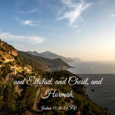 Picture 03 - Joshua 15:30 ASV - and Eltolad, and Chesil, and - Bible Verse Picture