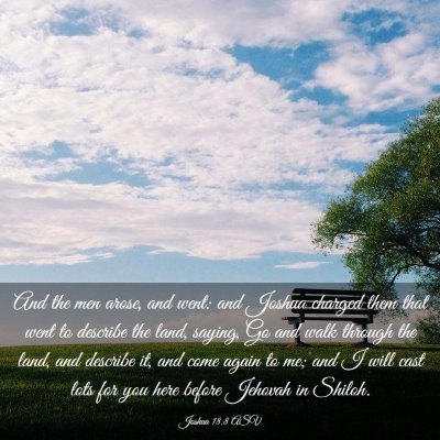 Picture 03 - Joshua 18:8 ASV - And the men arose, and went: and Joshua charged - Bible Verse Picture