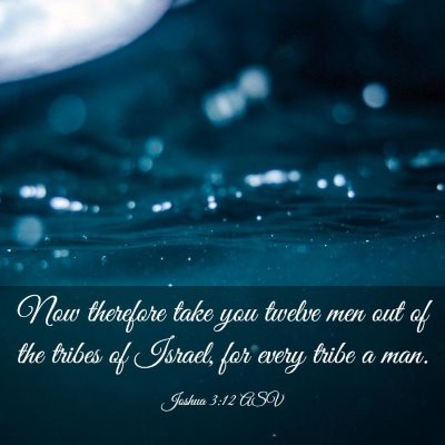 Picture 03 - Joshua 3:12 ASV - Now therefore take you twelve men out of the - Bible Verse Picture