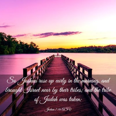 Picture 03 - Joshua 7:16 ASV - So Joshua rose up early in the morning, and - Bible Verse Picture