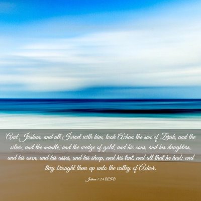 Picture 03 - Joshua 7:24 ASV - And Joshua, and all Israel with him, took Achan - Bible Verse Picture