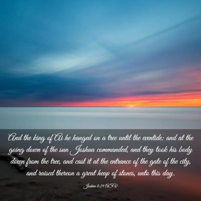 Picture 03 - Joshua 8:29 ASV - And the king of Ai he hanged on a tree until the - Bible Verse Picture