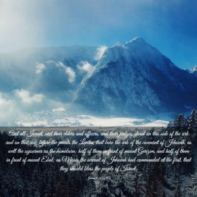Picture 03 - Joshua 8:33 ASV - And all Israel, and their elders and officers, - Bible Verse Picture