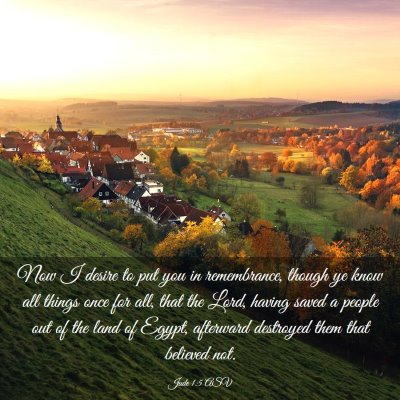 Picture 03 - Jude 1:5 ASV - Now I desire to put you in remembrance, though ye - Bible Verse Picture