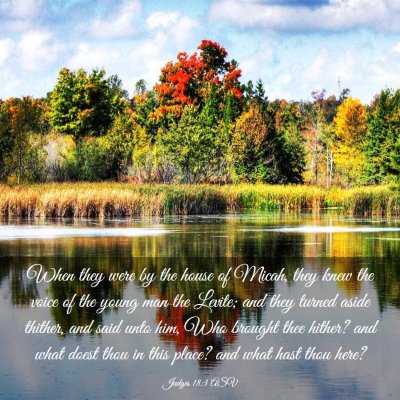 Picture 03 - Judges 18:3 ASV - When they were by the house of Micah, they knew - Bible Verse Picture