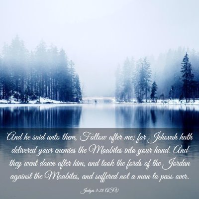 Picture 03 - Judges 3:28 ASV - And he said unto them, Follow after me; for - Bible Verse Picture